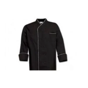Chefs Coat Full w Button Black  2