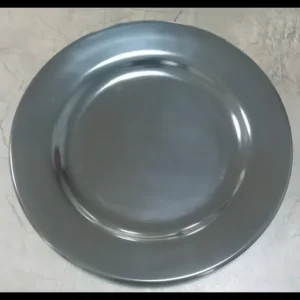 Round Flate Plate Black 8 in