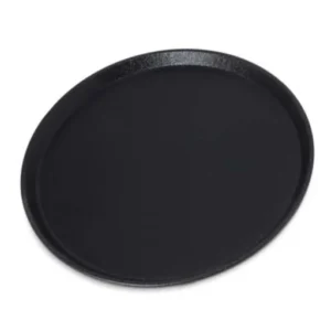Heavy Tray Round Black Dotted 14in