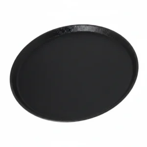 Heavy Tray Round Black Dotted  14"